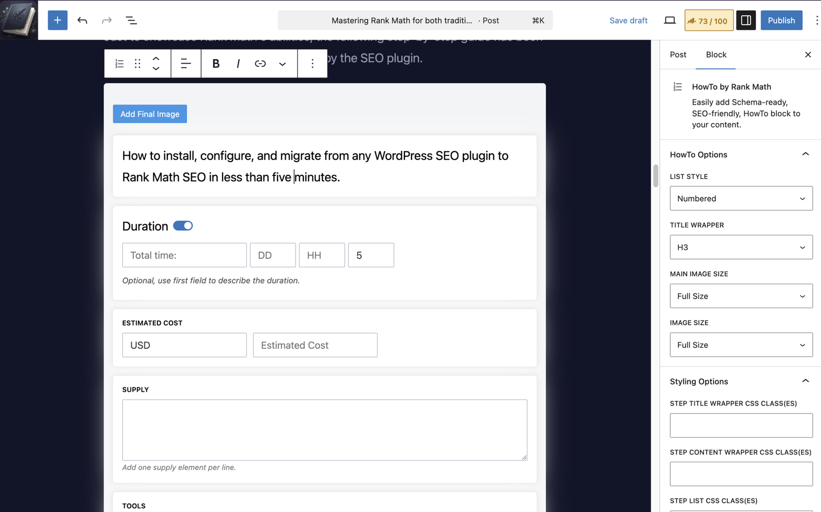 Rank Math SEO - HowTo Block
