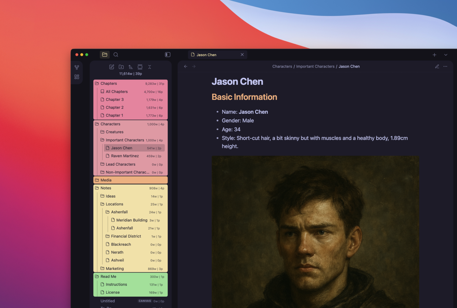 Character Profile — Dark Mode