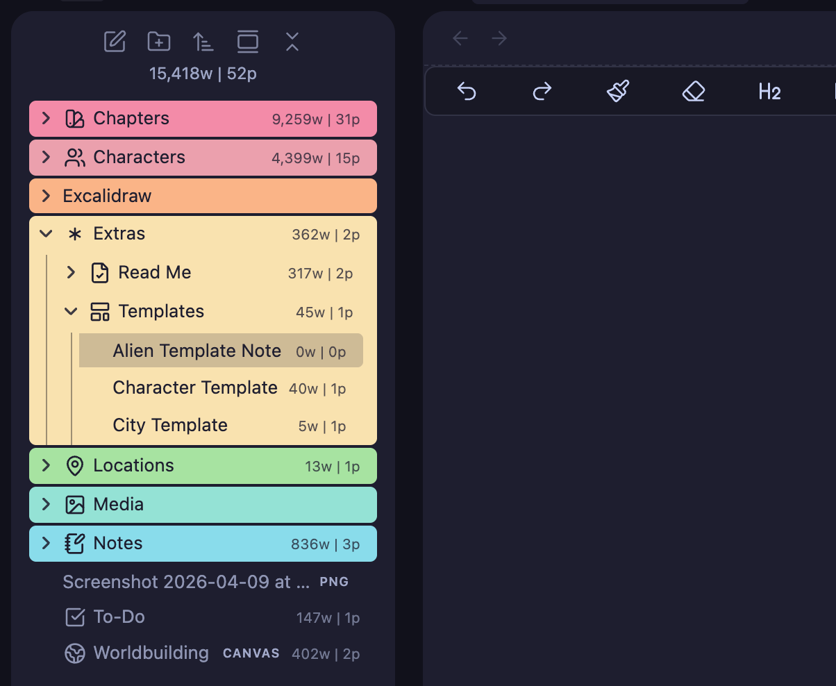 The Novelist - New Folder for Custom Template