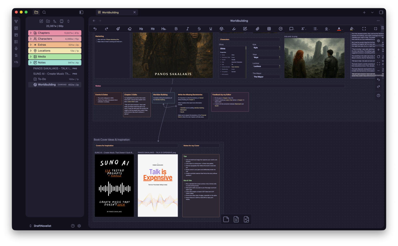 Worldbuilding Canvas — Dark Mode