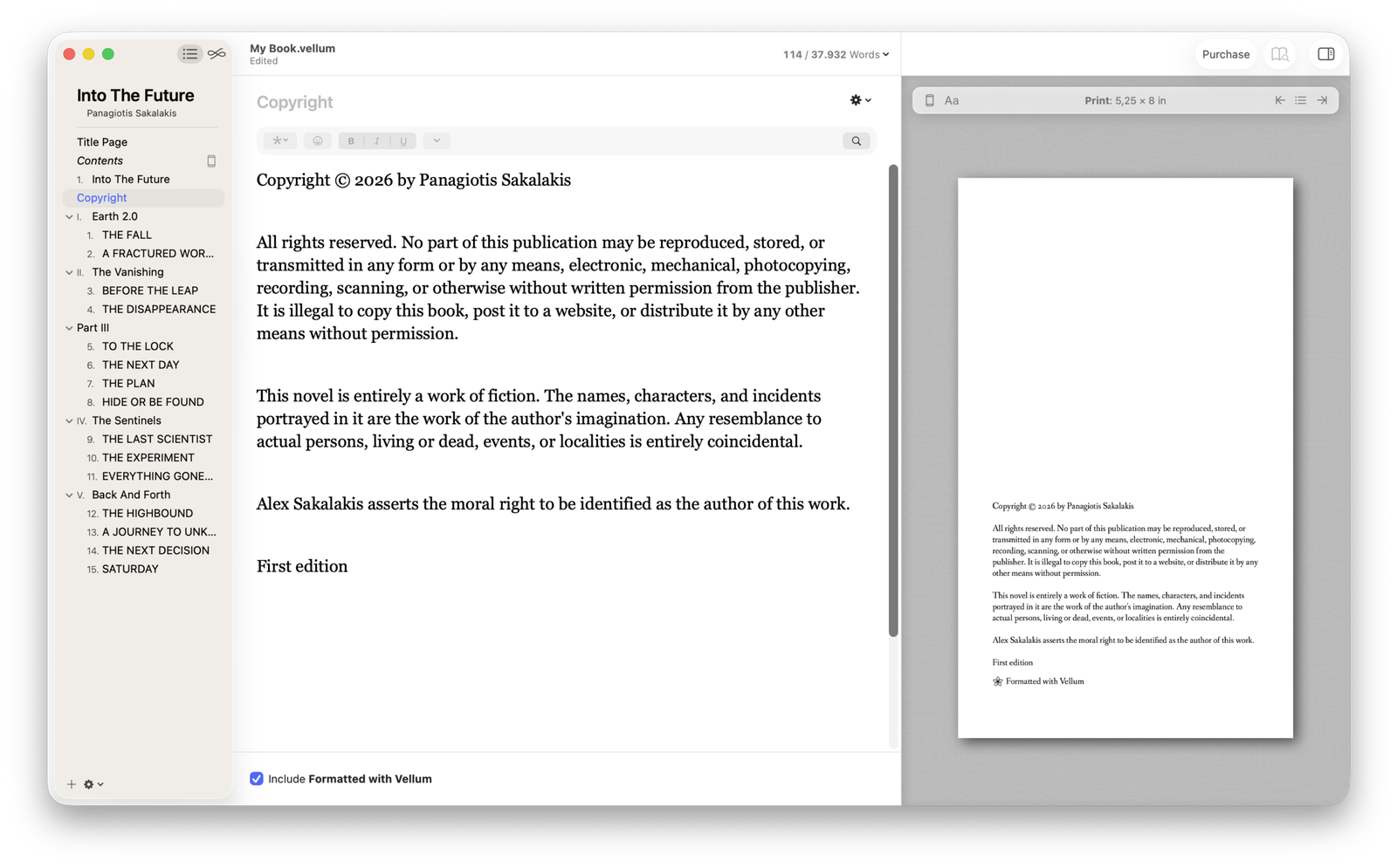 Vellum Book Formatting App - Text Editor