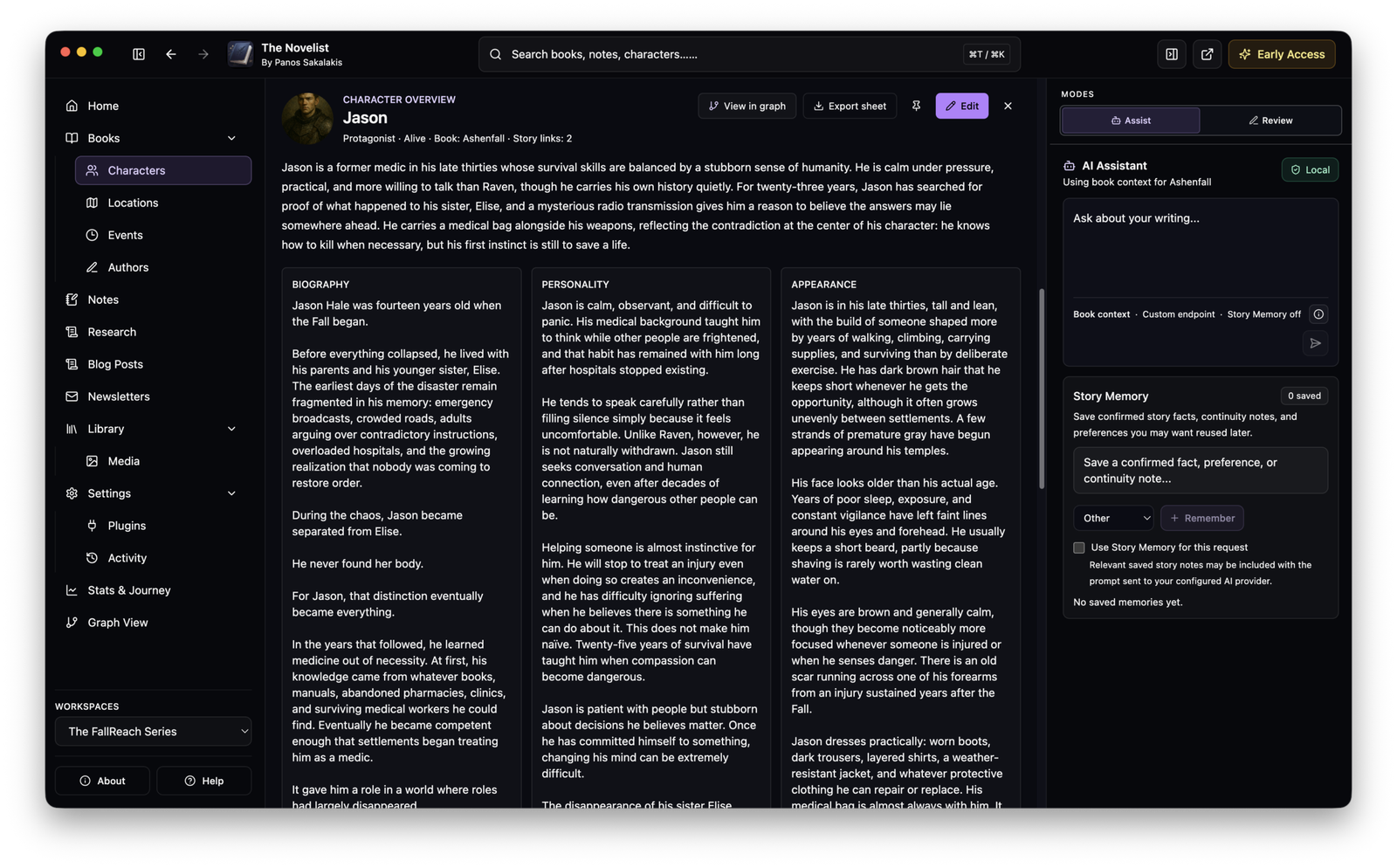 The Novelist - Character Details