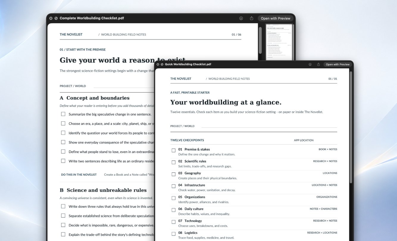 A checklist for sci-fi writers and novelists (Free Printable PDF)